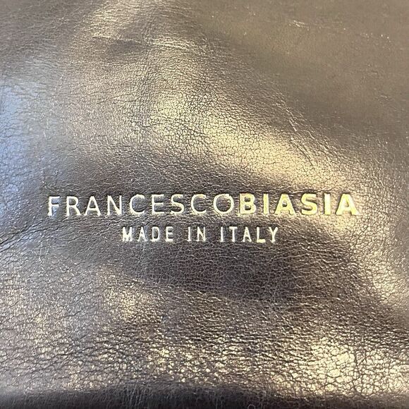 Vintage Francesco Biasia Black Leather Crossbody Bag Blue Python Strap Y2K Italy - Picture 11 of 16